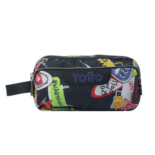 TOTTO - Schulmäppchen mit 3 Fächern, Modell Agapec, großes Federmäppchen, Maße 23 x 11,5 x 10,5 cm, seitlicher Griff, ergonomische Griffe mit PVC, widerstandsfähiger Stoff, Sticky-Muster, Sticky TOTTO - Schulmäppchen mit 3 Fächern, Modell Agapec, großes Federmäppchen, Maße 23 x 11,5 x 10,5 cm, seitlicher Griff, ergonomische Griffe mit PVC, widerstandsfähiger Stoff, Sticky-Muster, Sticky von Totto