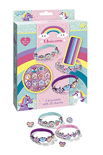 Unicorn Charm-Armbänder Bastel-Set: Gestalte Unicorn Armbänder in 3 verschiedenen Farben mit 18 süßen Charms mit verschiedenen Einhorn-Motiven von Totum