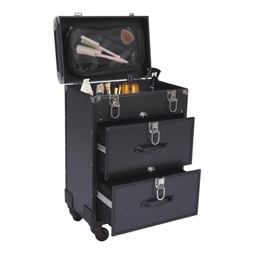 3-Tier Friseurkoffer, Kosmetikkoffer Schminkkoffer Beautycase, Make up Organizer Trolley von TouTToNG