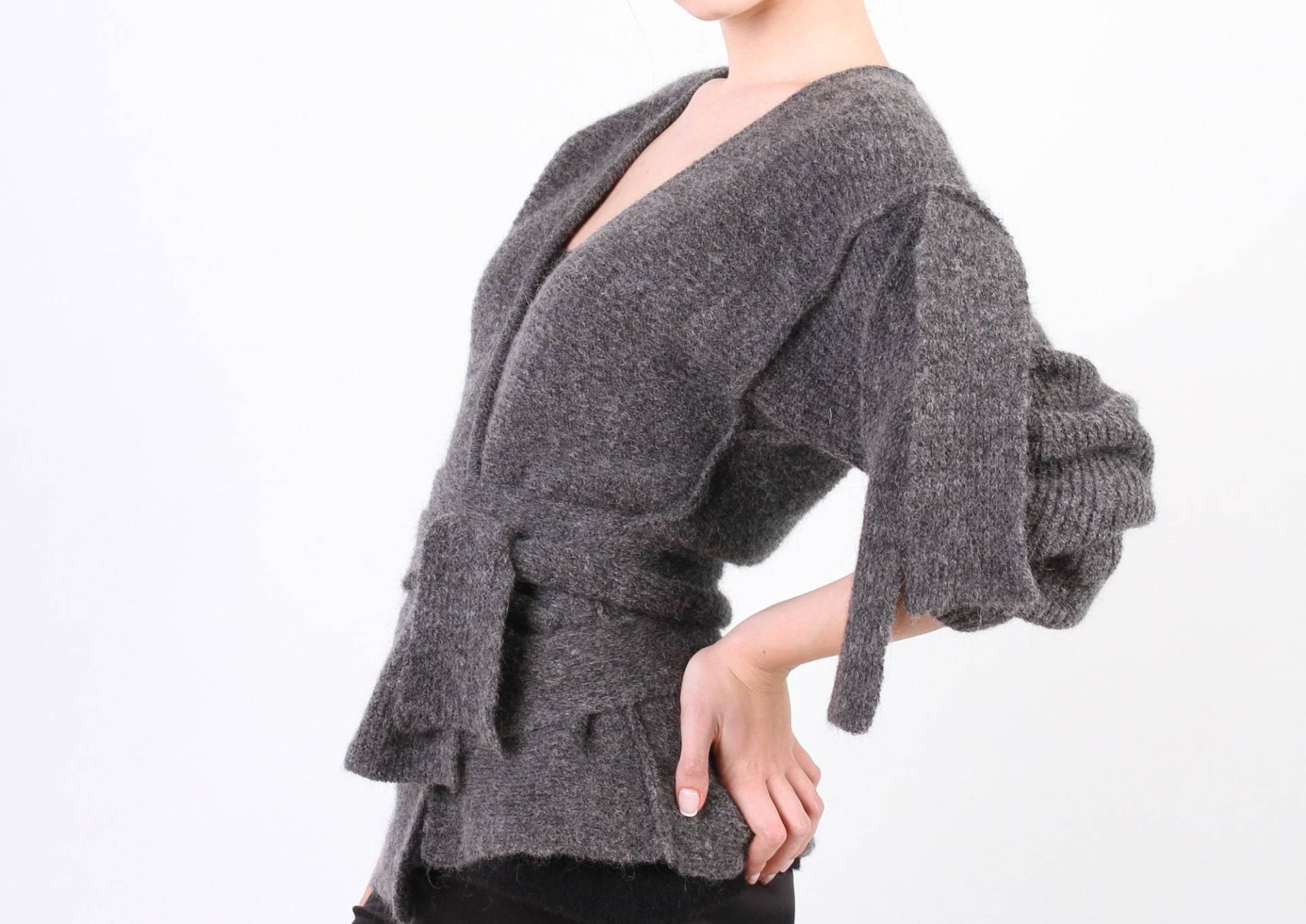 Fw 2019/20 - Sale 20% Sale. Kaschmir Alpaka Wolle Grau Mohair Elegant Gestrickter Damenpullover Winter Casual Quality Jacke Pullover Warm von TouchMebyOKovalenko