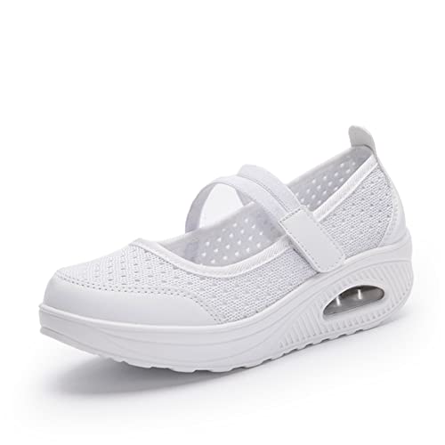 Touchmosees Daily Walker Orthopädischer Diabetikerfreundlicher Keil-Sneaker für Damen, Farbe: Weiß, 41 EU von Touchmosees