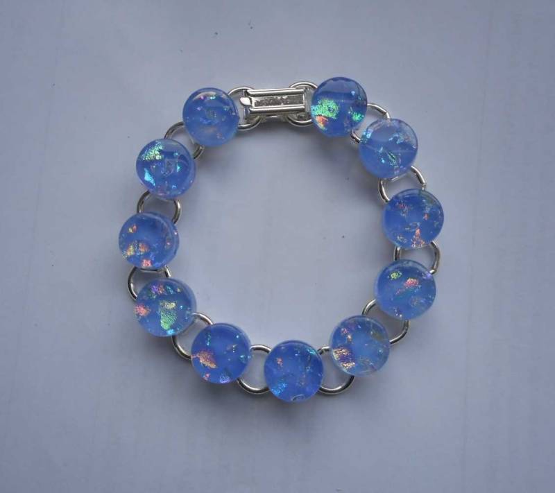 Runde Mosaik Dichroic Glas Armband Runde Mosaik Dichroic Glas Armband von TouchofGlassDichroic