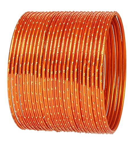 Touchstein Bunte Armreif-Kollektion Indische Bollywood Legierung Metall Multi Zweck ziemlich ansehen Texturierte orange Farbe des Designer Schmuck Armreif Armbänder Set von 24 für Frauen von Touchstone