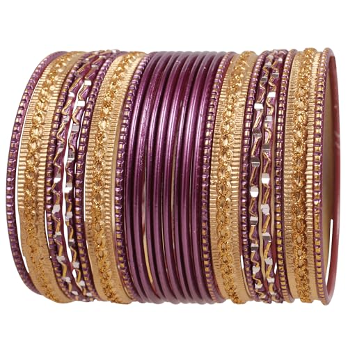 Touchstone „Bunte 2 Dutzend Armreif Kollektion“ Indische Bollywood Pastell Zwiebeln Goldene Glasur Designer Schmuck Special Große Größe Armreif Armbänder Set von 24 in Goldton für Frauen. von Touchstone