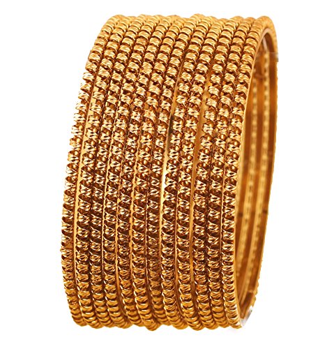 Touchstone „Golden Armreif-Kollektion“ Indischer Bollywood-Designer-Schmuck-Armreif mit wunderschönem Schliff. 12er-Set. In antikem Goldton für Damen. von Touchstone