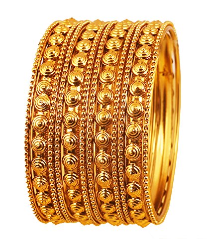 Touchstone Armreif Kollektion Indischer Bollywood Putz Look Exklusive Prägung Designer Schmuck Armreifen Armbänder für Damen 2.37 Set von 12 Gold von Touchstone