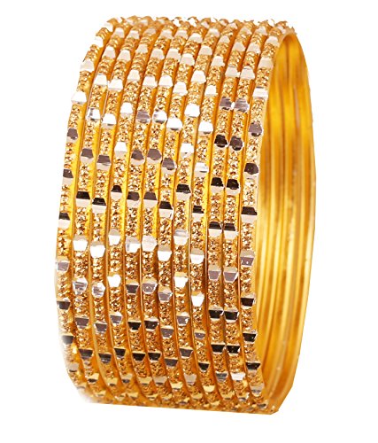 Touchstone Armreifsammlung reiches glattes hübsches Schnittarbeitsentwerfer-Schmuck-Armreifarmbänder für Damen 2.37 Set von 12 Gold (Medium-1 Größe 2-6) von Touchstone