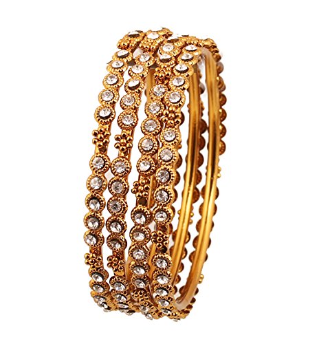 Touchstone Bangle Collection exklusiv kreiert traditionelle filigrane Arbeit charmanten Look Designer Schmuck Metall Armreifen Armbänder für Damen 2.5 Antique Gold-Ton von Touchstone