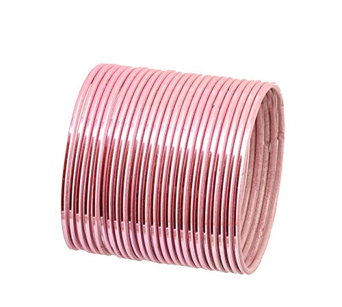 Touchstone Bunte Armband-Kollektion indischen Bollywood Modern Style Pretty Baby-Rosa, Struktur Farbe Wrist Filler indischen Bollywood Thin Designerschmuck Metallarmband-Armbänder für Frauen. Set 24. von Touchstone