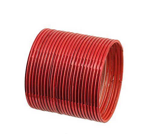 Touchstone "Colorful Bangle Collection Attractive Look Glossy Red Textured Color Indian Bollywood Thin Designer Jewelry Metal Bangle Bracelets for Women. Set of 24. von Touchstone