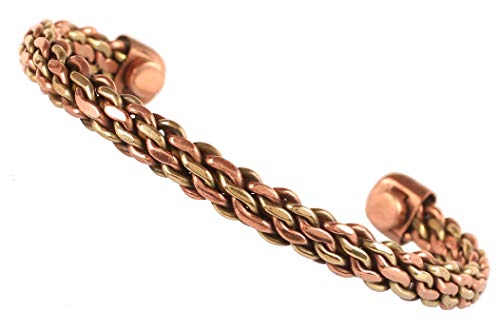 Touchstone Copper Magnetic Handgeschmiedet mit massivem und dickem tibetischem Stil, mehrlagiges Flechtmuster, minimalistische Eleganz, reines Kupferarmband in zwei Tönen. von Touchstone