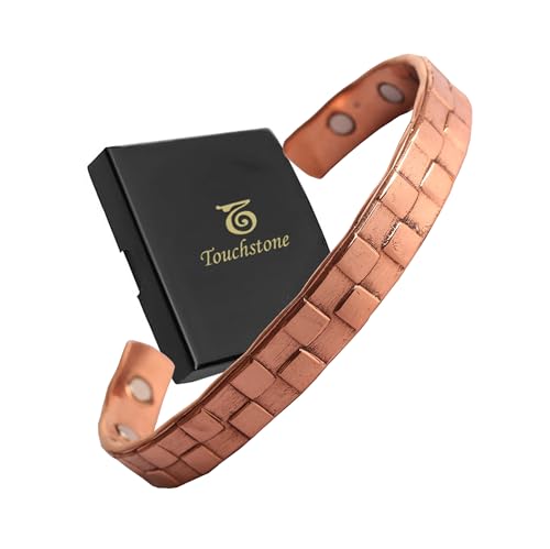 Touchstone Copper magnetische Armband tibetischen Stil. Hand geschmiedet mit soliden und hohe Spurweite reinem Kupfer. Elegantes Ziegelstein-Muster. von Touchstone