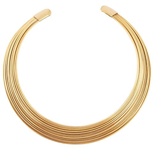 Touchstone Elegant Choker Torque Halskette mit Mehreren Drähten in antikem Goldton für Frauen von Touchstone