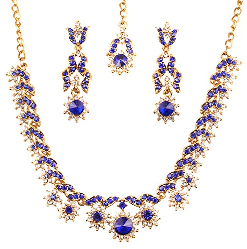 Touchstone Hollywood Glanz weiß blau Kristalle Licht Schmuck Collier-Set für Damen Blau von Touchstone