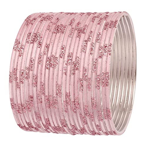 Touchstone Indische Bollywood Frische Mode Trend Setter Gravierte Arbeit funkelnden Strass Blush Pink Pastell Farbe Designer Schmuck Adorable Armbänder Armreif. Satz von 24.für Frauen. von Touchstone