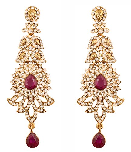 Touchstone Indische Bollywood Rhines Lila Amethyst Braut-Designer-Schmuck-Ohrringe für Frauen Lila von Touchstone