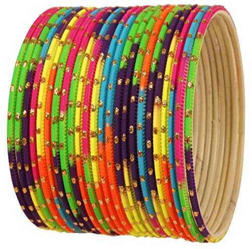 Touchstone NEU Indian Bollywood „Colorful 2 Dozen Bangle Collection“ Golden Glitters Textured Multicolor Designer Schmuck Armreife 24er Set für Damen Touchstone NEU Indian Bollywood „Colorful 2 Dozen Bangle Collection“ Golden Glitters Textured Multicolor Designer Schmuck Armreife 24er Set für Damen von Touchstone