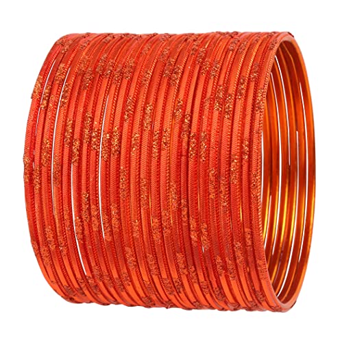 Touchstone Indische Bollywood Frische Mode Trend Setter Schön gravierte Arbeit funkelnden Strass Orange Farbe Designer Schmuck Adorable Armbänder Armreif. Satz von 24.für Frauen. von Touchstone