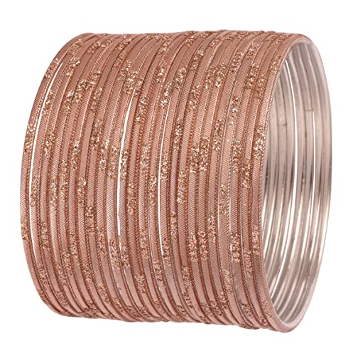 Touchstone Indischer Bollywood-Modetrendsetter mit Gravur, funkelnder Strassstein-Designerschmuck in Rostpastell, bezaubernde Armreifen. 24er-Set. Für Frauen von Touchstone