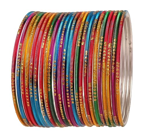 Touchstone NEU Handgefertigte, faszinierende, fabelhafte, strukturierte, mehrfarbige Regenbogen-Stil-Definition-Designer-Schmuckarmbänder aus indischem Bollywood. 24er-Set. In Goldton für Damen. Touchstone NEU Handgefertigte, faszinierende, fabelhafte, strukturierte, mehrfarbige Regenbogen-Stil-Definition-Designer-Schmuckarmbänder aus indischem Bollywood. 24er-Set. In Goldton für Damen. von Touchstone