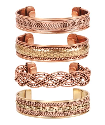 Touchstone NEU Indian Bollywood Wishes Handmade Twisted Wire Braided Assorted Wrist Enhancers 0.50cm Free Size Designer Jewelry Cuff Bracelets Set of 4 in Gold Tone for Women. von Touchstone