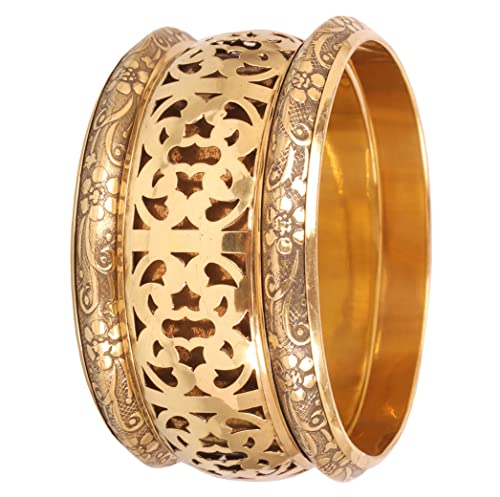 Touchstone NEU Indische Bollywood Mode Ziemlich handgefertigte Blumengitterarbeit Designer Schmuck Armbänder Armreif in antikem Goldton Set von 3 für Frauen. von Touchstone