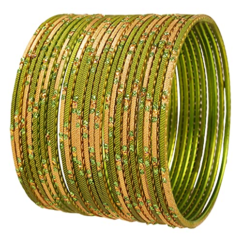 Touchstone NEU Indische Frisch Bollywood Mode Handgefertigte Bezaubernde Pastell Henna Grün Golden Farben Strass Designer Schmuck Armbänder Armreif. Set von 24. Für Frauen. von Touchstone
