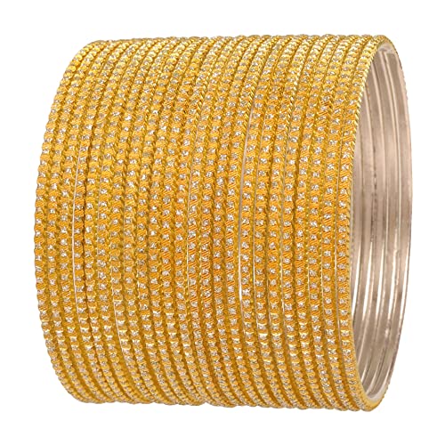 Touchstone NEU Pastel Color Bangle Collection, Indische Bollywood Hand gebohrt Silber Tinge Gelb Farbe Designer Schmuck Armbänder Armreif. Satz von 24. Für Frauen. von Touchstone