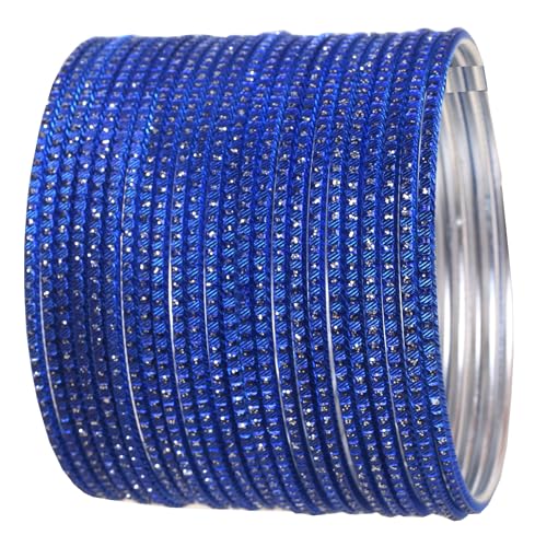 Touchstone NEU Pastel Color Bangle Collection, Indische Bollywood Hand gebohrt Silber Tinge Schwarz Blau Farbe Designer Schmuck Armbänder Armreif. Satz von 24. Für Frauen. von Touchstone