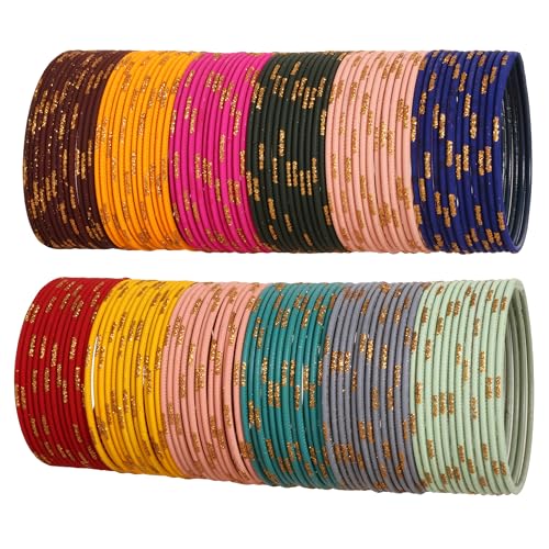 Touchstone NEU Bunte Kollektion“, indisches Bollywood, wunderschöne handgeschnittene Kanten, goldene Glitzer, 12 lebendige, Matte Farben, Designer-Schmuck-Armreifen 144er-Set Für Damen Touchstone NEU Bunte Kollektion“, indisches Bollywood, wunderschöne handgeschnittene Kanten, goldene Glitzer, 12 lebendige, Matte Farben, Designer-Schmuck-Armreifen 144er-Set Für Damen von Touchstone