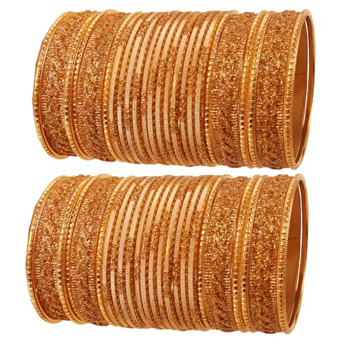Touchstone New Indian Bollywood Glamorous Fashion Wrist Enhancing Shimmering Golden Glitters Textured Lava Golden Color Designer Jewelry Bracelets Bangle Chura. Set of 48 In Gold Tone for Women. Touchstone New Indian Bollywood Glamorous Fashion Wrist Enhancing Shimmering Golden Glitters Textured Lava Golden Color Designer Jewelry Bracelets Bangle Chura. Set of 48 In Gold Tone for Women. von Touchstone