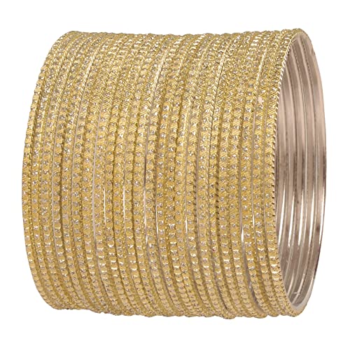 Touchstone "Pastell Farbe Armreif Collection, indischen Bollywood Hand gebohrt Silber Tinge hellgelbe Farbe Designer Schmuck Armbänder Armreif. Satz von 24. Für Frauen. von Touchstone