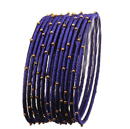 Touchstone Seidenfaden Armreif Kollektion handgefertigten Kunstseidenfaden exotischen Look mit Perlen marineblau Designer Armreifen Armbänder für Damen 2.37 Set von 12 Navy blau von Touchstone