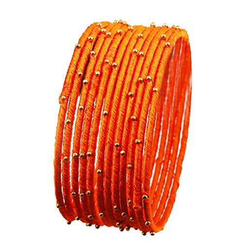 Touchstone Seidenfaden Armreif Sammlung handgefertigten Kunstseidenfaden exotischen Look Perlen Karotte orange Designer Armreifen Armbänder für Damen 2.5 Set von 12 Orange Touchstone Seidenfaden Armreif Sammlung handgefertigten Kunstseidenfaden exotischen Look Perlen Karotte orange Designer Armreifen Armbänder für Damen 2.5 Set von 12 Orange von Touchstone