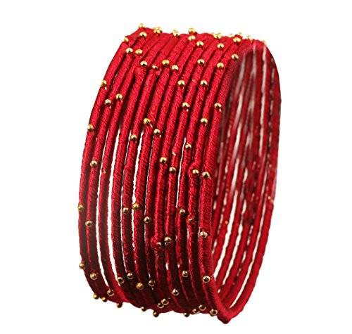 Touchstone Seidenfaden Armreif Sammlung handgefertigten Kunstseidenfaden exotischen Look Perlen Lippenstift rot Designer Armreifen Armbänder für Damen 2.5 Set von 12 rot Touchstone Seidenfaden Armreif Sammlung handgefertigten Kunstseidenfaden exotischen Look Perlen Lippenstift rot Designer Armreifen Armbänder für Damen 2.5 Set von 12 rot von Touchstone
