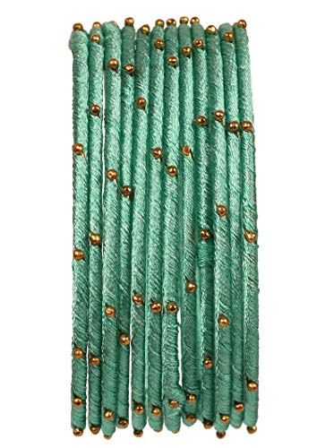 Touchstone "Silk Thread Bangle Collection Indischer Bollywood Handgefertigter Kunstseidenfaden mit goldenen Perlen Exotic Passionate Mint Green Designer Bangle Bracelets Set of 12 for Women. 2-10 Touchstone "Silk Thread Bangle Collection Indischer Bollywood Handgefertigter Kunstseidenfaden mit goldenen Perlen Exotic Passionate Mint Green Designer Bangle Bracelets Set of 12 for Women. 2-10 von Touchstone