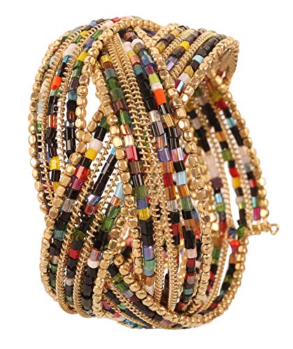 Touchstone Wünschen Sie sich schöne geschlagene Messing Glaspfeife Perlen Handgelenk dekorative Designer Schmuck Manschette Armband für Damen Multicolor 1 Touchstone Wünschen Sie sich schöne geschlagene Messing Glaspfeife Perlen Handgelenk dekorative Designer Schmuck Manschette Armband für Damen Multicolor 1 von Touchstone