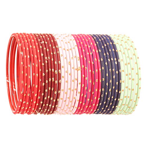 Touchstone indische Bollywood Traditionelle perfekte Art und Weise 6 Herrliche goldene schillernde Farben Wrist Designer Schmuck-Armband-Armbänder Set von 36 in Antique Goldton für Frauen. von Touchstone