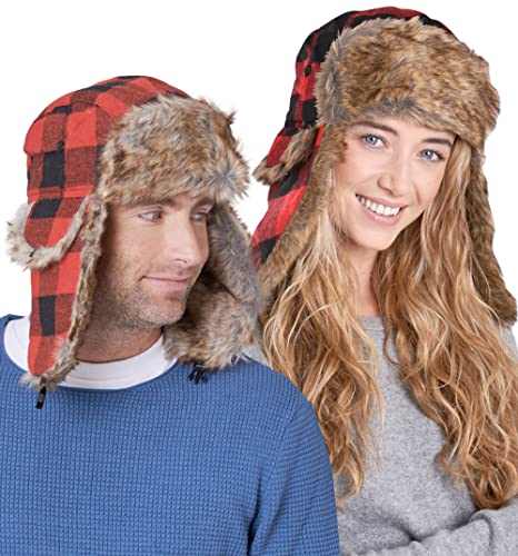Tough Headwear Robuste Kopfbedeckung Winter-Trappermütze – Russische Ushanka Trooper Fliegermütze für Männer und Frauen – Schnee-Eskimo-Mütze mit Ohrenklappen von Tough Headwear