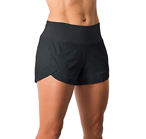 Tough Mode Apparel Damen Laufshorts WOD Volleyball-Shorts, 7,6 cm, leicht, Netzfutter, Reißverschlusstasche, schwarz, Klein von Tough Mode