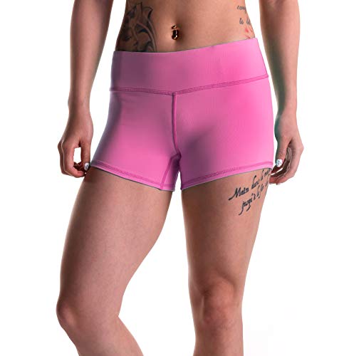 Tough Mode Damen-Trainingshose, Volleyball, Crossfit, Laufen, WOD Athletic Shorts, 7,6 cm (3 Zoll) - Pink - Klein von Tough Mode