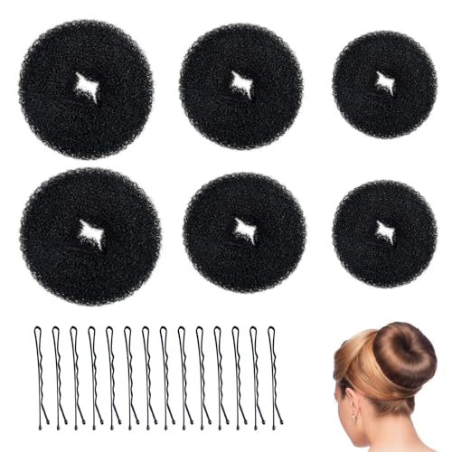 Duttkissen, 6 Stück Donut Hair Bun Maker Set Dutt Maker, 50 U-Form Haarspange Haarnadel, Dutt Hilfe Hochsteckfrisuren Zubehör, für Frauen Mädchen(Schwarz) von Toulifly