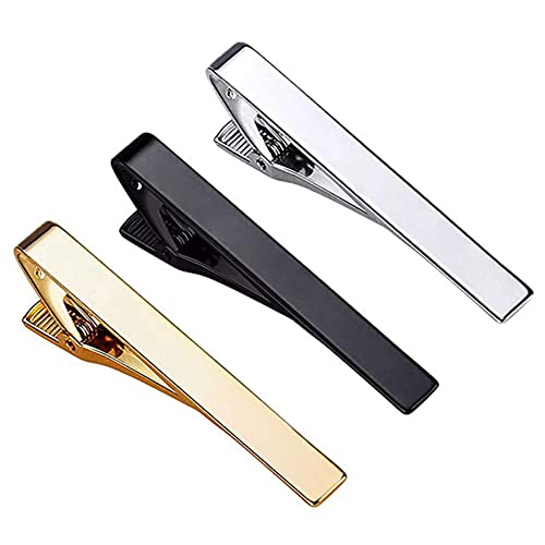 Krawattennadel, 3 Stück Herren Krawattennadel Set, Dünn Krawattenklammer, Skinny Krawattenklammer, Business Hochzeit Tie Clip Set für Valentinstag Weihnachten Hochzeit Alltag, Gold/Silber/Schwarz von Toulifly