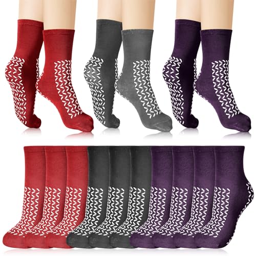 Toulite 10 Paar doppelseitige Lauffläche rutschfeste Sicherheitssocken Sturzprävention Krankenhaussocken Slipper Socken für Damen Herren, Verschiedene Farben, Medium von Toulite