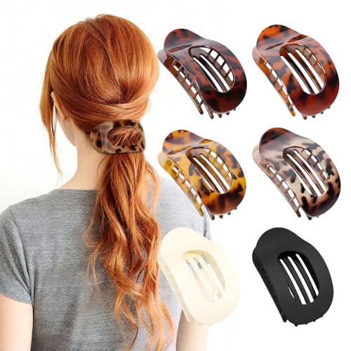 Toumdafine Flache Haarklammern für Damen, gebogenes Design, flache Haarklammer für dickes und dünnes Haar, alltägliches Styling-Geschenk (Farbe 4), 4 Stück von Toumdafine