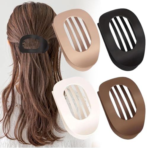 Toumdafine Flache Haarklammern für Damen, gebogenes Design, flache Haarklammer für dickes und langes Haar, alltägliches Styling-Geschenk (Mix and Match), 4 Stück (Farbe 2) von Toumdafine
