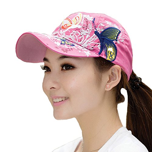HugeStore Damen Baseball Mütze Kappe Baseballkappe Snapback Hut Schildmütze Hip Hop Hut Schmetterling Muster Rosa von Toumett