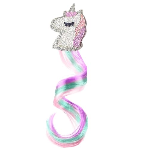 Tourima Einhorn Haarspangen Kinder 1PCS Haarsträhnen zum Einklipsen Einflechten, Bunte Haarsträhnen Kinder Kunsthaar zum Einflechten Bunt, Zopf Extension Fake Hair Haarschmuck Mädchen Hair Accessories von Tourima