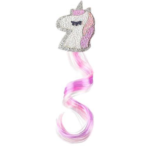 Tourima Einhorn Haarspangen Kinder 1PCS Haarsträhnen zum Einklipsen & Einflechten, Bunte Kunsthaar Zopf Extension Fake Hair, Haar Accessoire Mädchen Haarschmuck, Haarteile Braids Hair Accessories von Tourima