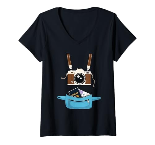 Damen Tourist Spirit Day, Kamerapass, Reise um eine Welt T-Shirt mit V-Ausschnitt Damen Tourist Spirit Day, Kamerapass, Reise um eine Welt T-Shirt mit V-Ausschnitt von Tourist Spirit Day Camera Passport Travel